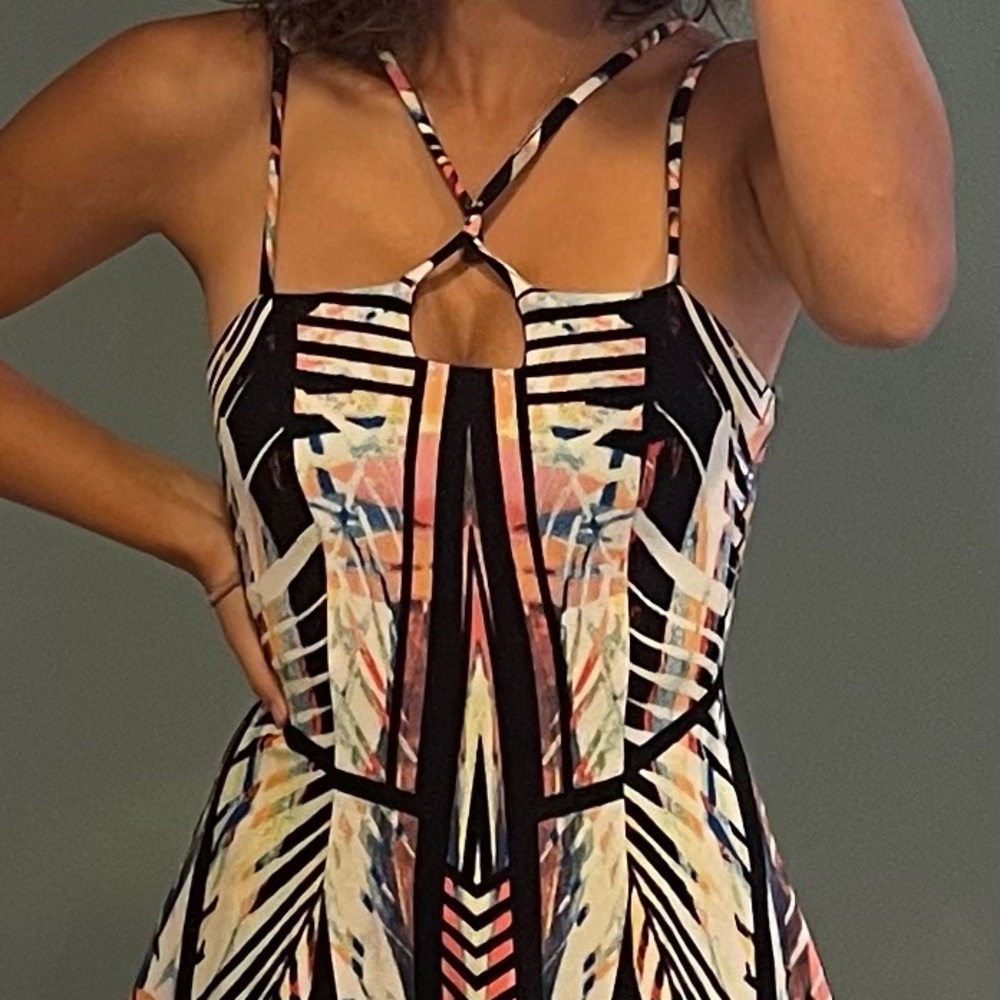 Island print dress short